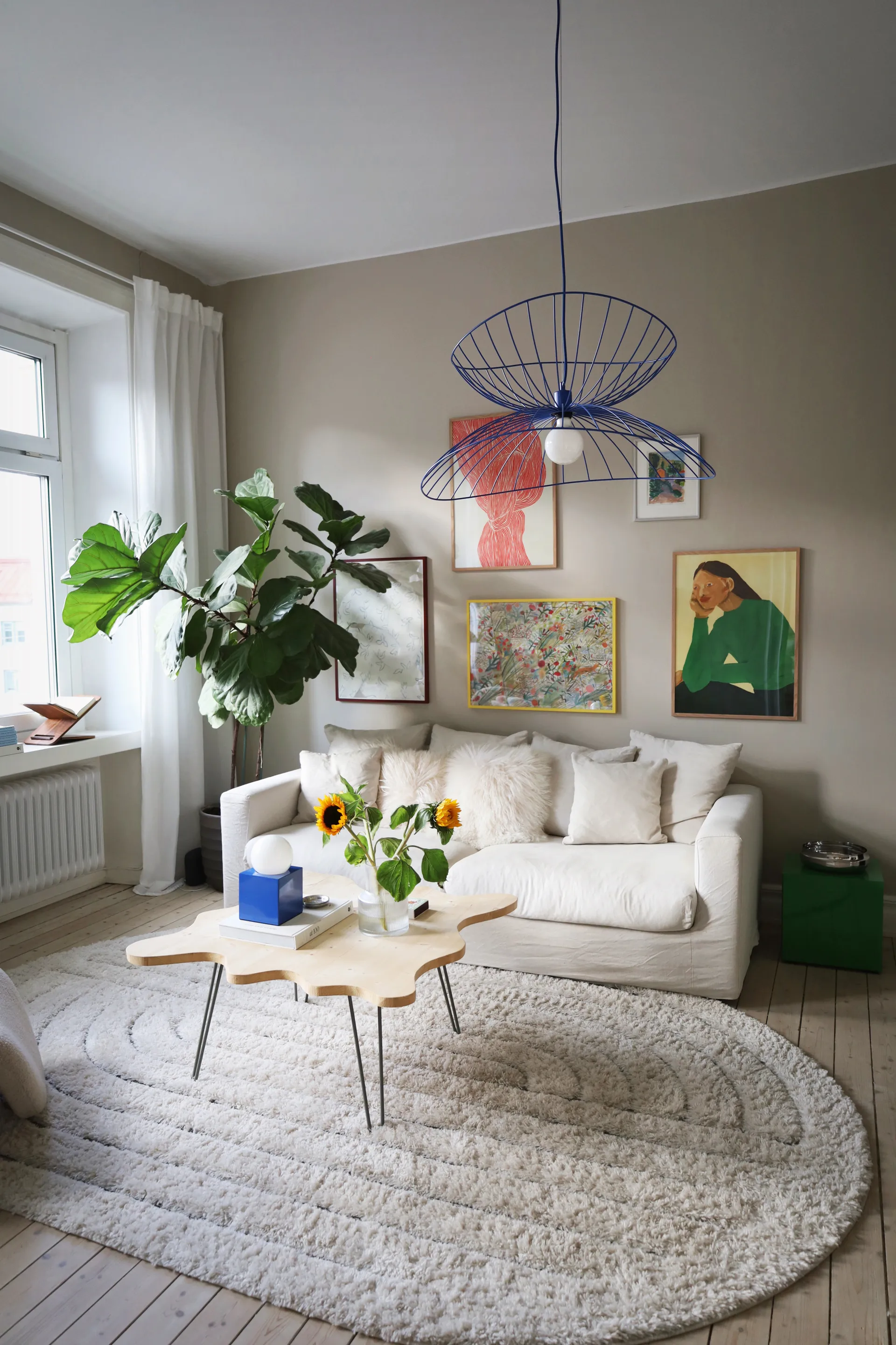 Lampa wisząca Ray Ø70 cm, Niebieski Globen Lighting