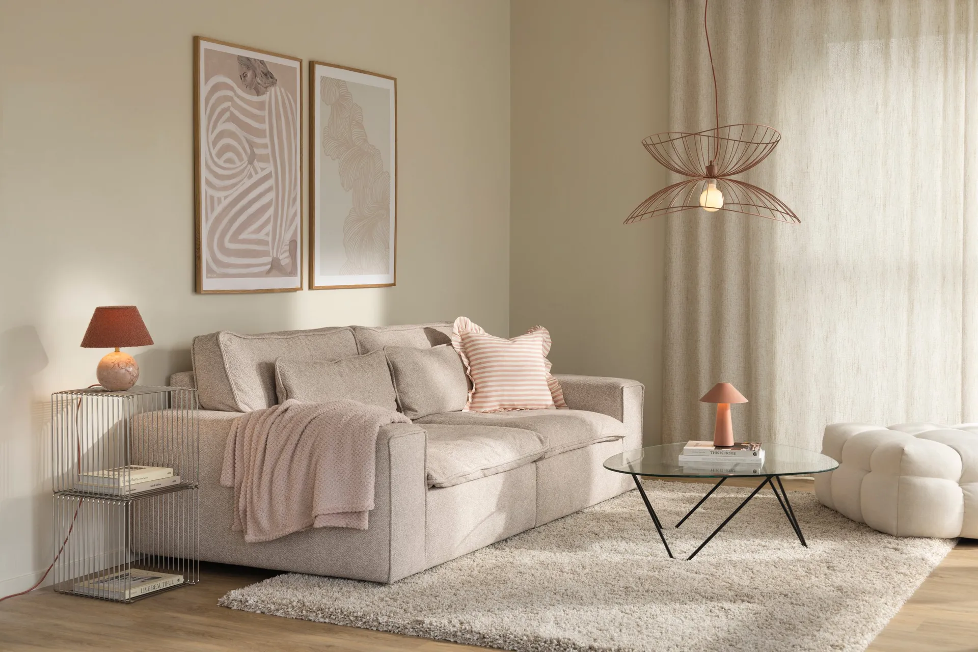 Lampa wisząca Ray Ø70 cm, Stonowany róż Globen Lighting