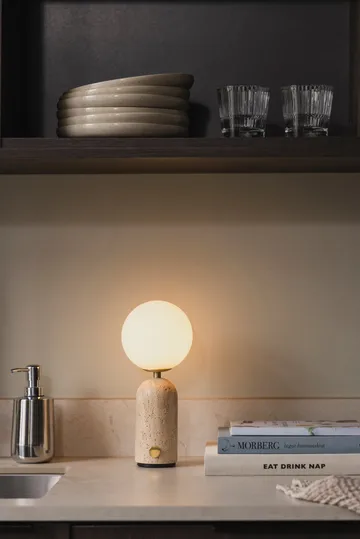 Przenośna lampa stołowa Torrano - Beige travertine, 27,5 cm - Globen Lighting