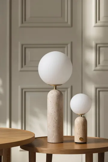 Przenośna lampa stołowa Torrano - Beige travertine, 27,5 cm - Globen Lighting