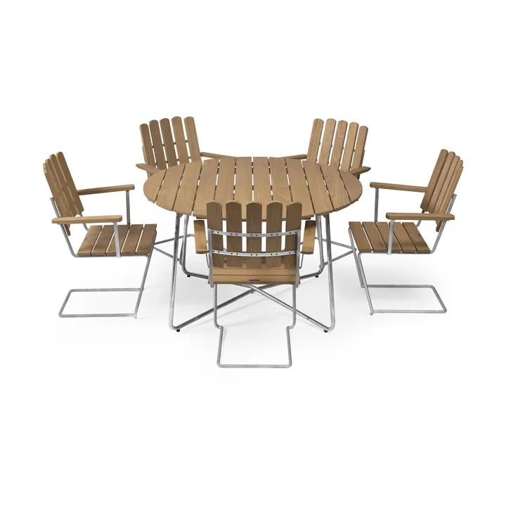 Grythyttan zestaw mebli ogrodowych, dąb 9A Ø120cm + 5 szt. A2 - Grythyttan Stålmöbler