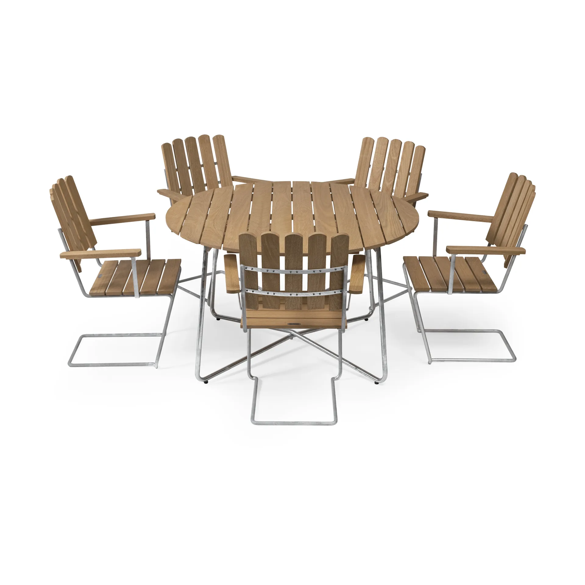 Grythyttan zestaw mebli ogrodowych, dąb 9A Ø120cm + 5 szt. A2 Grythyttan Stålmöbler