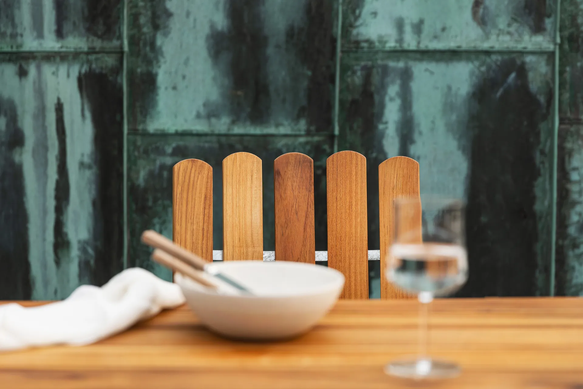 Grythyttan zestaw mebli ogrodowych, drewno tekowe B31 170cm + 4 szt. A2,  Grythyttan Stålmöbler