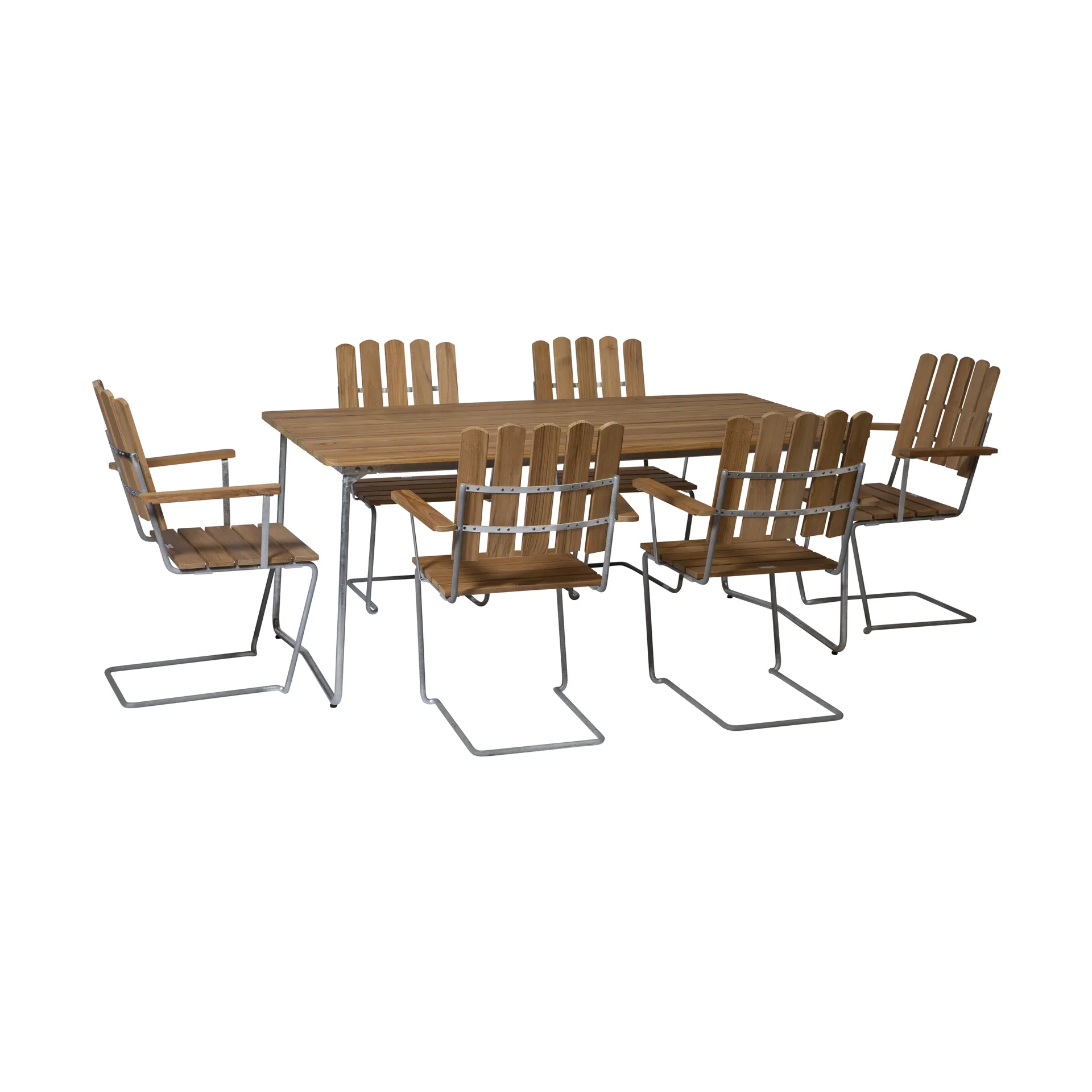 Grythyttan zestaw mebli ogrodowych, drewno tekowe B31 170cm + 6x A2,  Grythyttan Stålmöbler