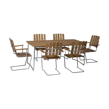 Grythyttan zestaw mebli ogrodowych, drewno tekowe B31 170cm + 6x A2 - Grythyttan Stålmöbler