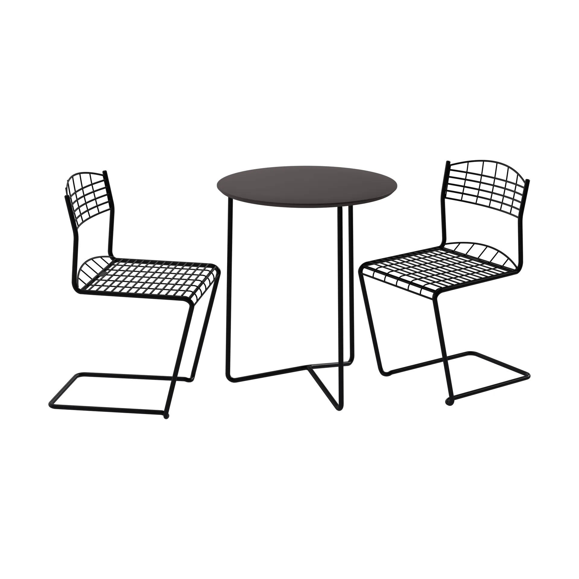 High tech stół Ø60 cm + 2 High tech krzesła, czarny,  Grythyttan Stålmöbler