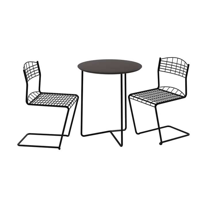 High tech stół Ø60 cm + 2 High tech krzesła, czarny - Grythyttan Stålmöbler