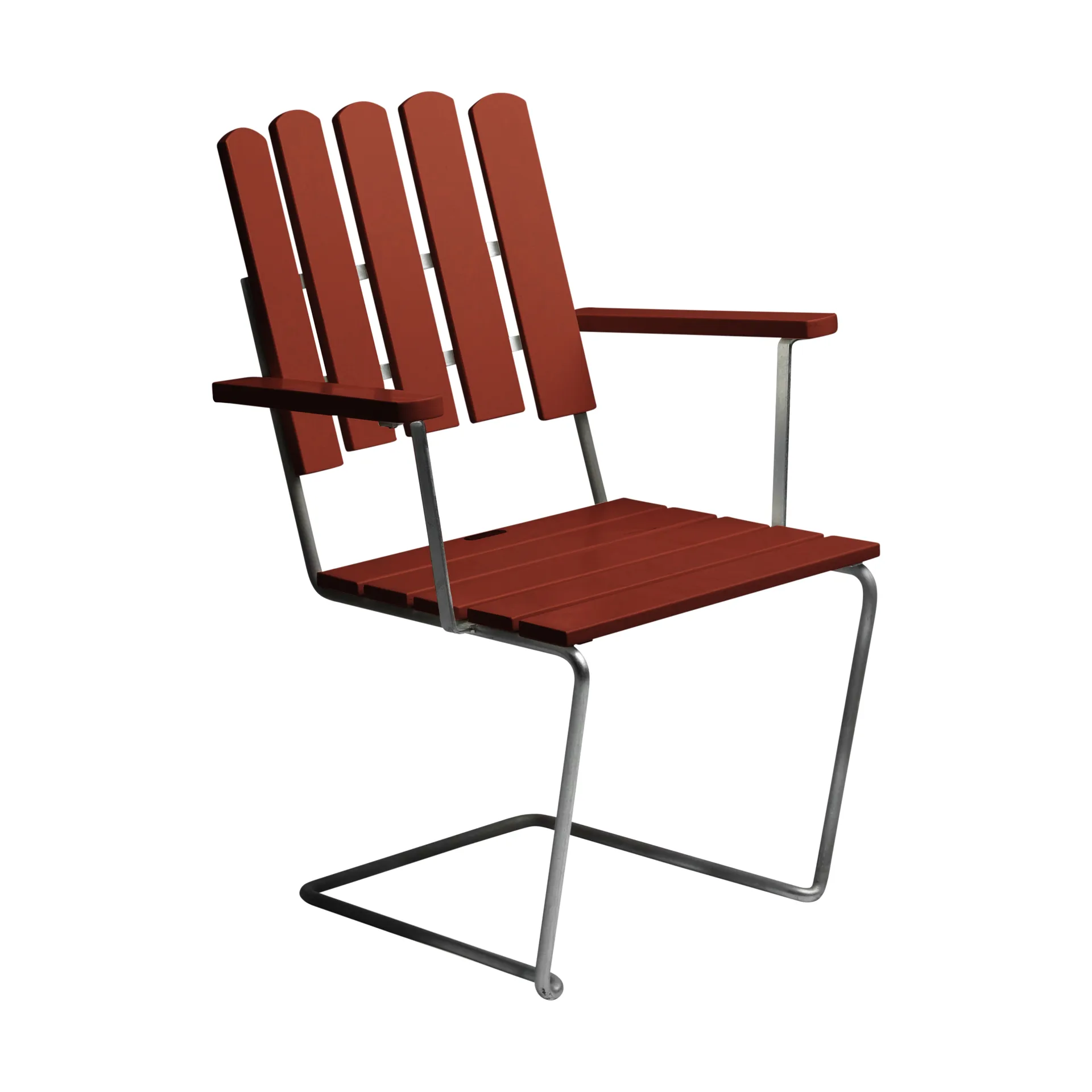 Krzesło A2, Ciemnoczerwony lakierowany dąb–ciepłocynkowany stelaż Grythyttan Stålmöbler