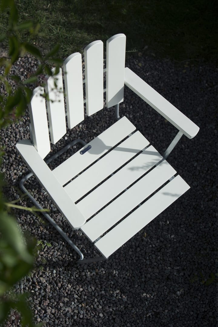Krzesło A2 - Dąb lakierowany na biało - ocynkowany stelaż stalowy - Grythyttan Stålmöbler