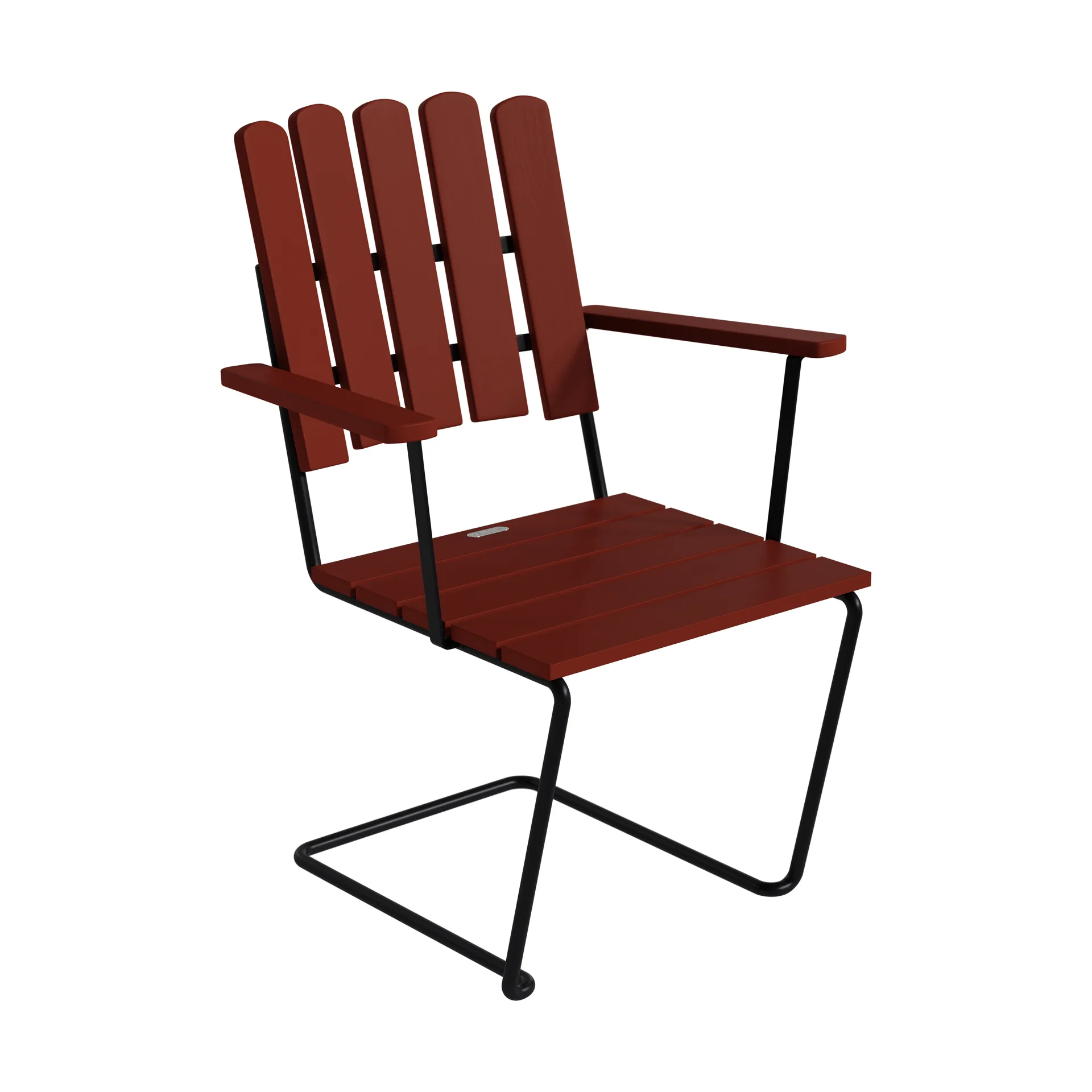 Krzesło A2, Dąb lakierowany na ciemnoczerwono – czarna stalowa podstawa Grythyttan Stålmöbler