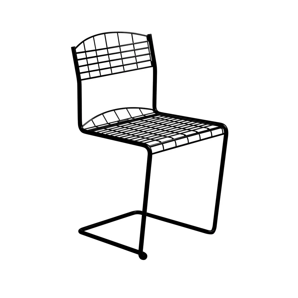 Krzesło High Tech, Czarna błyszcząca farba proszkowa Grythyttan Stålmöbler