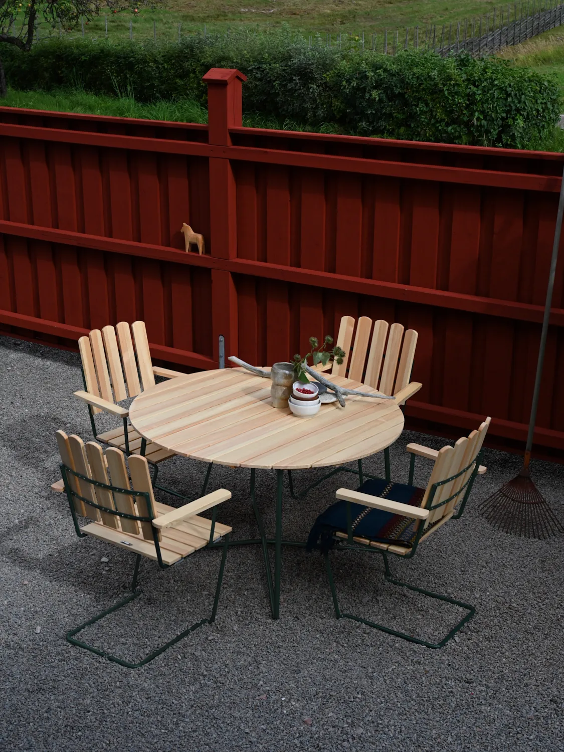 Stół 9A, Sosna olejowana-zielony, Ø120 cm Grythyttan Stålmöbler