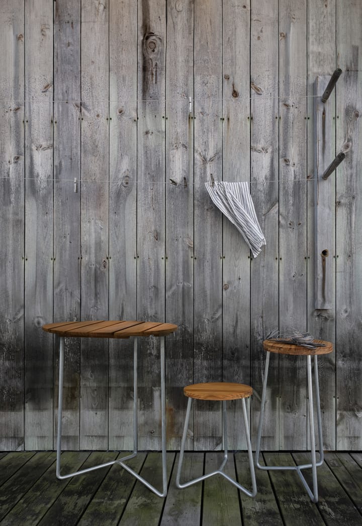 Stolik Table 6B Ø60 cm, Drewno tekowe nieobrobione - ocynkowane Grythyttan Stålmöbler