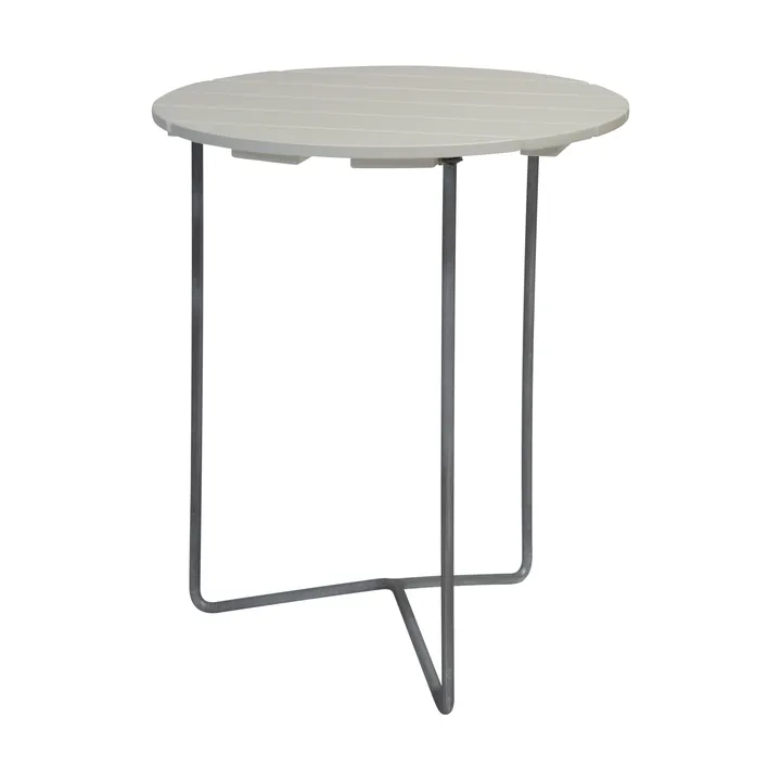 Stolik Table 6B - Dąb lakierowany na biało - ocynkowane nogi, Ø60 cm - Grythyttan Stålmöbler
