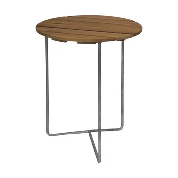 Stolik Table 6B - Drewno tekowe nieobrobione - ocynkowane, Ø60 cm - Grythyttan Stålmöbler