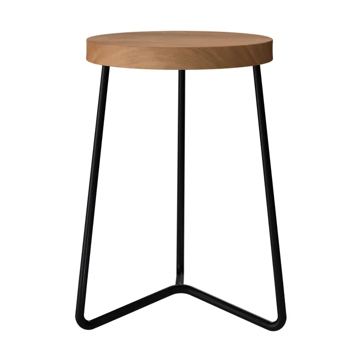 Taboret V-1 - Tek – czarna stalowa podstawa, 45 cm - Grythyttan Stålmöbler