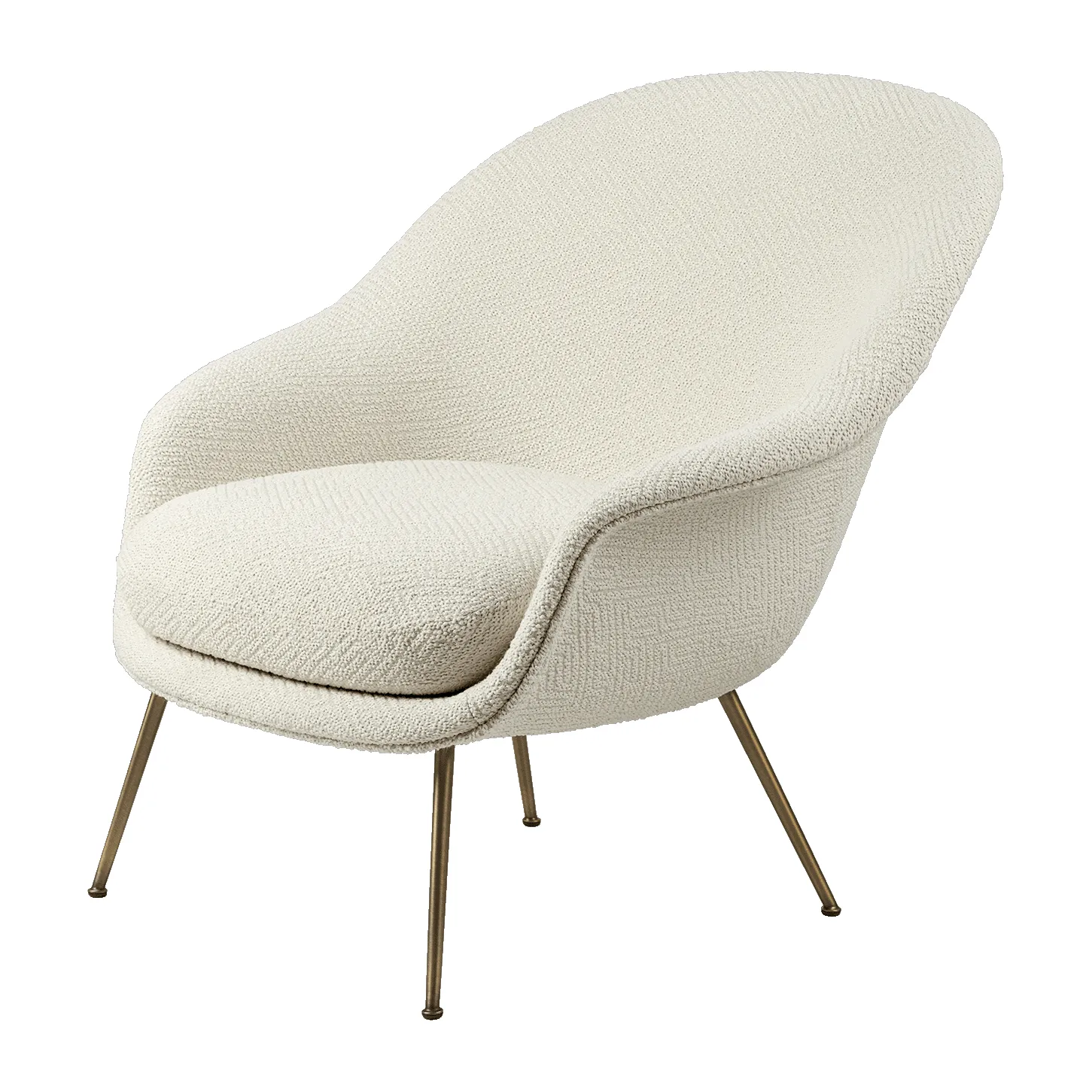 Bat Lounge Chair low back conic base, Dora boucle 0001-antique brass GUBI