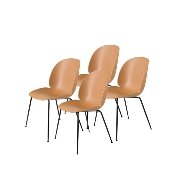 Beetle 4-pack krzesło - amber brown, czarny stalowy stojak - GUBI