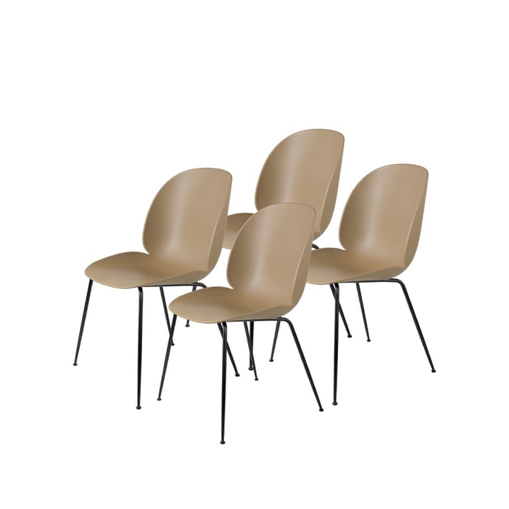 Beetle 4-pack krzesło - pebble brown, czarny stalowy stojak - GUBI