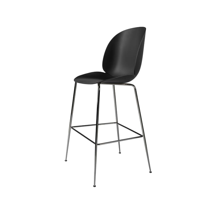 Beetle bar krzesło wysoki - black, podstawa ze stali chromowanej na czarno - GUBI