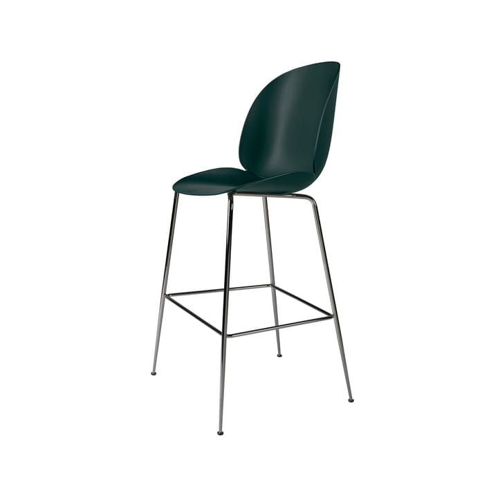Beetle bar krzesło wysoki - dark green, podstawa ze stali chromowanej na czarno - GUBI