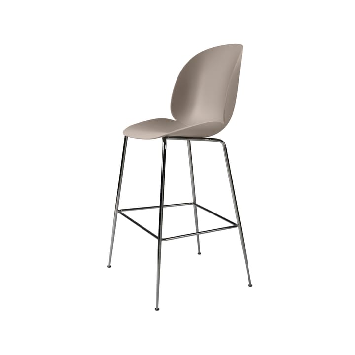 Beetle bar krzesło wysoki - new beige, podstawa ze stali chromowanej na czarno - GUBI