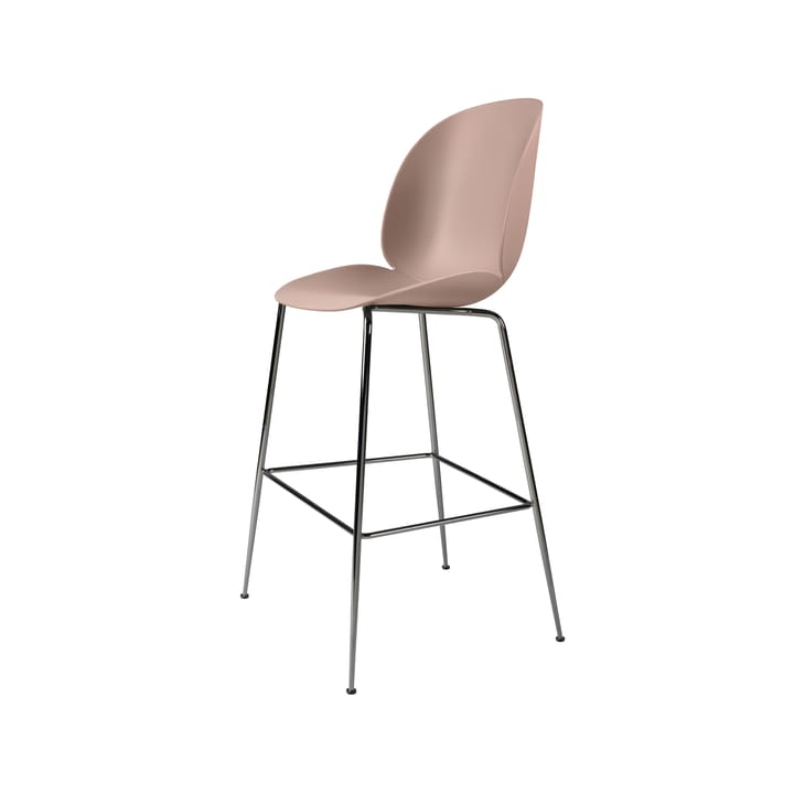 Beetle bar krzesło wysoki - sweet pink, podstawa ze stali chromowanej na czarno - GUBI