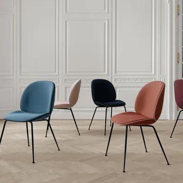 Beetle dining chair fully upholstered conic base - tkanina velluto cotone 970 ciemnoniebiesko-czarny stalowy stojak - GUBI