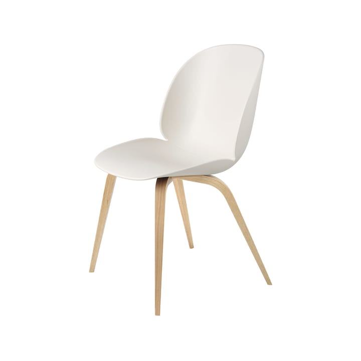 Beetle krzesło - alabaster white, stojak z dębu lakierowanego matowo - GUBI