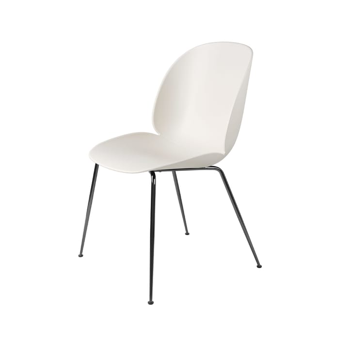 Beetle krzesło - alabaster white, stojak ze stali chromowanej na czarno - GUBI