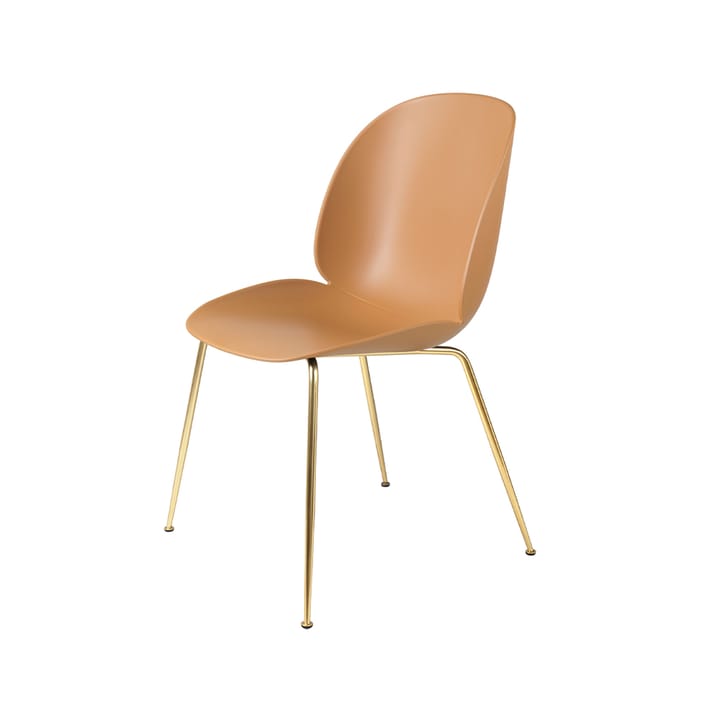 Beetle krzesło - amber brown, mosiężny stojak - GUBI