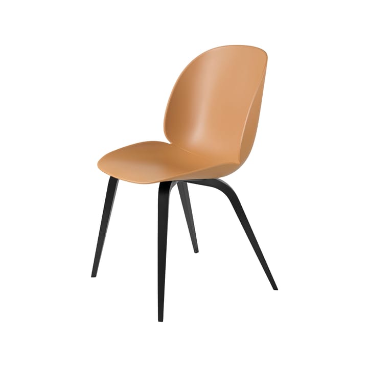 Beetle krzesło - amber brown, stojak drzewo bukowe bejcowane na czarno - GUBI