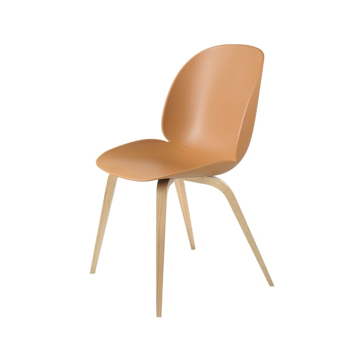 Beetle krzesło - amber brown, stojak z dębu lakierowanego matowo - GUBI