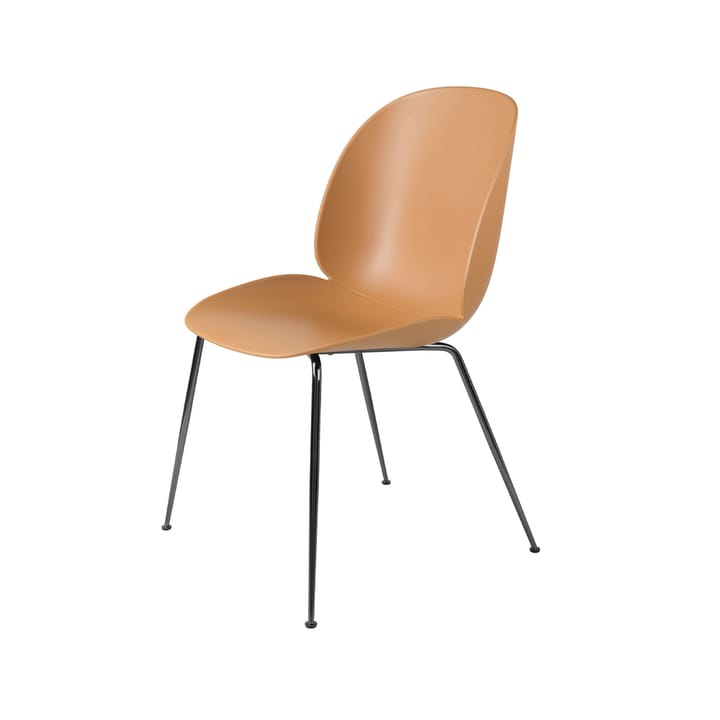 Beetle krzesło - amber brown, stojak ze stali chromowanej na czarno - GUBI