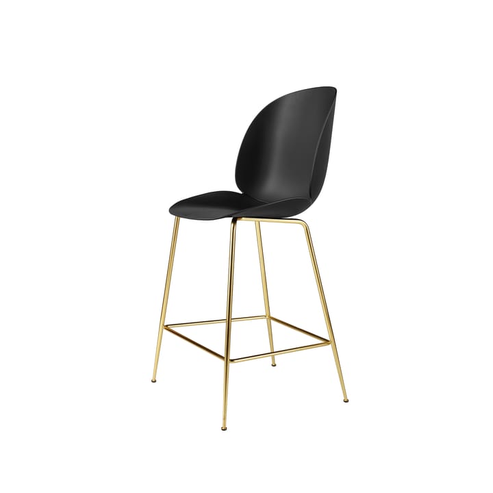 Beetle krzesło barowe Niski - black, mosiężny stojak - GUBI