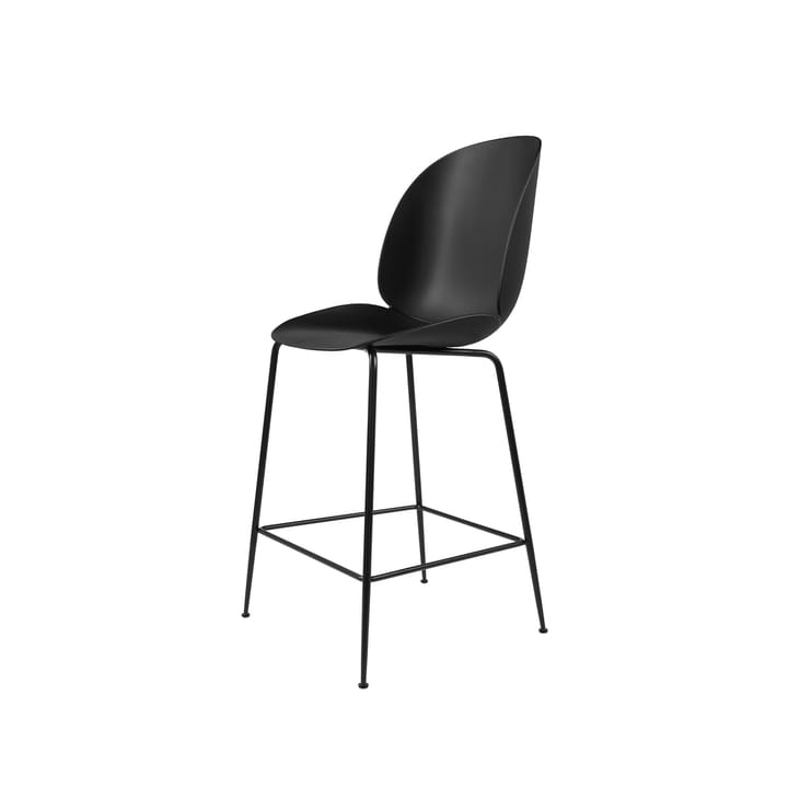 Beetle krzesło barowe Niski - black, podstawa ze stali czarnej - GUBI