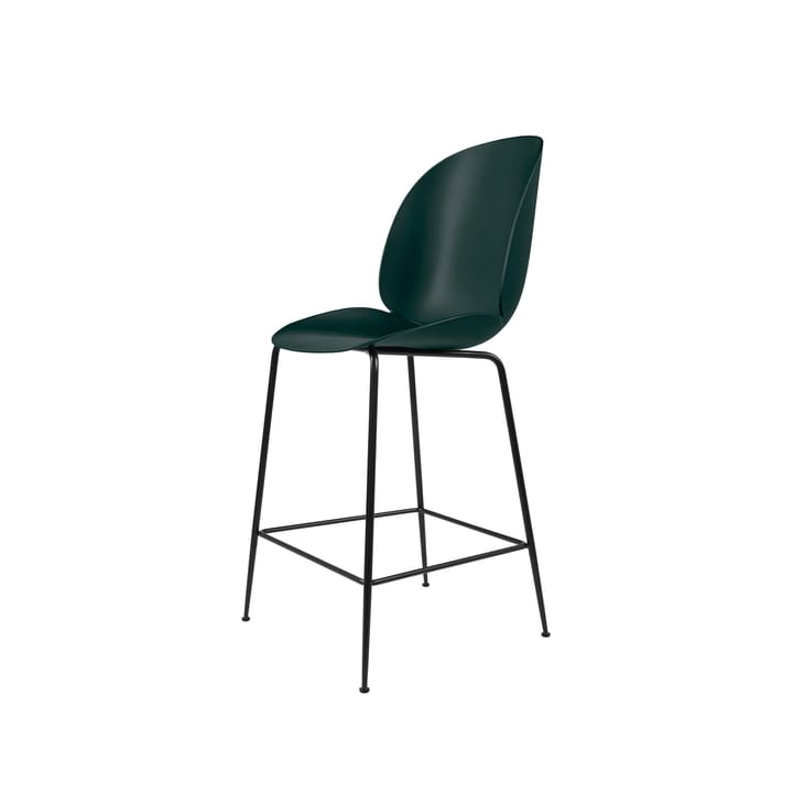 Beetle krzesło barowe Niski - dark green, podstawa ze stali czarnej - GUBI