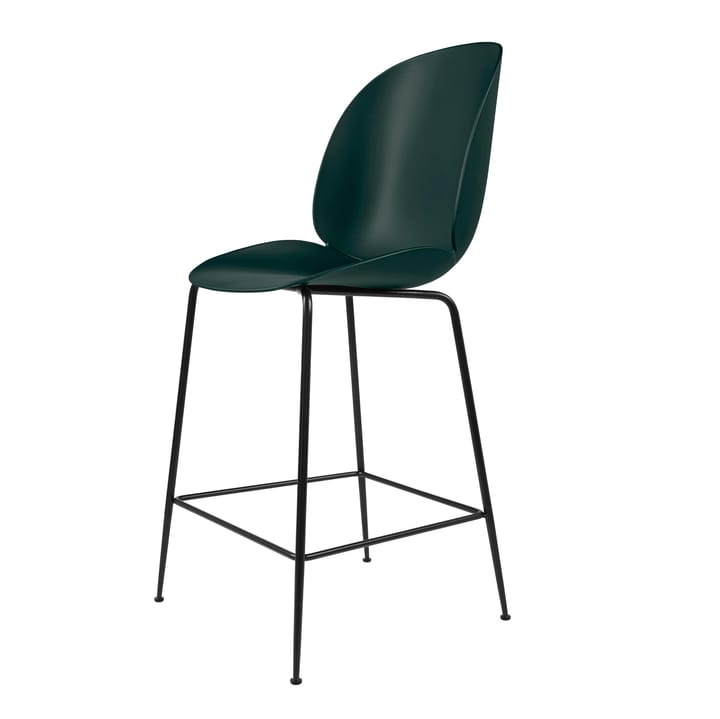 Beetle krzesło barowe plast czarne nogi - Zielony - GUBI