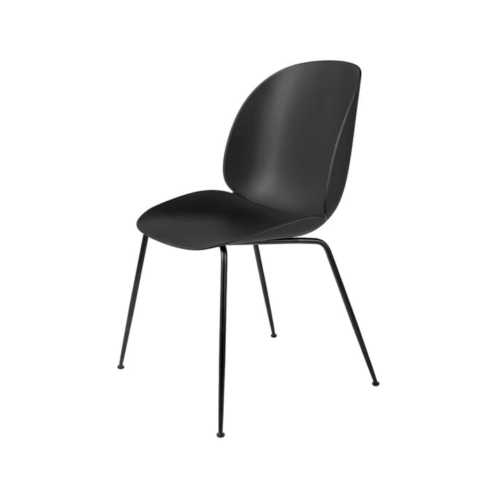 Beetle krzesło - black, stojak ze stali chromowanej na czarno - GUBI