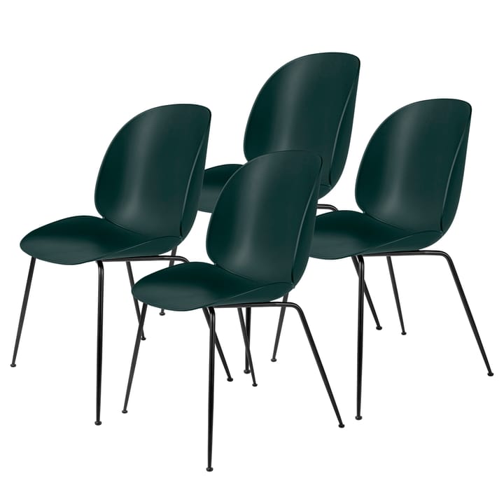 Beetle krzesło czarne nogi 4 szt - Dark Green - GUBI