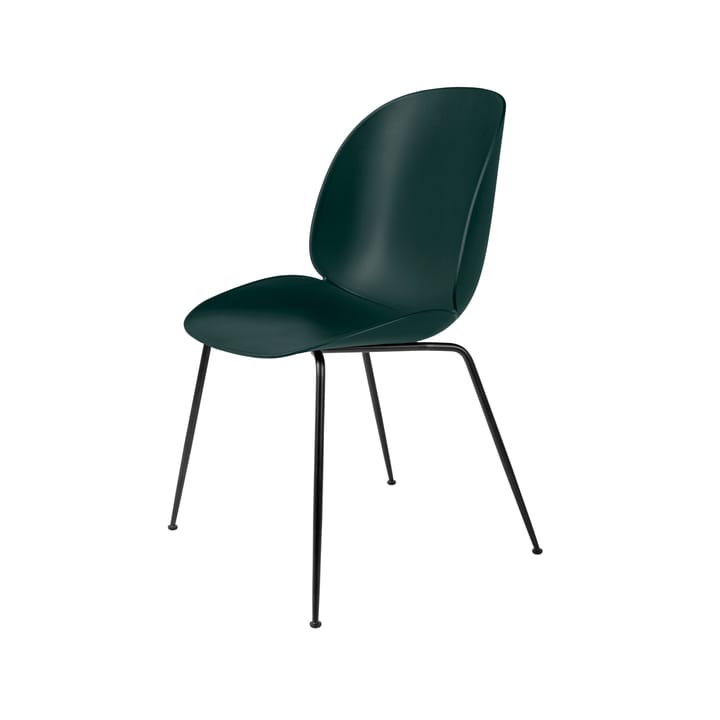Beetle krzesło - Dark green, czarny stalowy stojak - GUBI