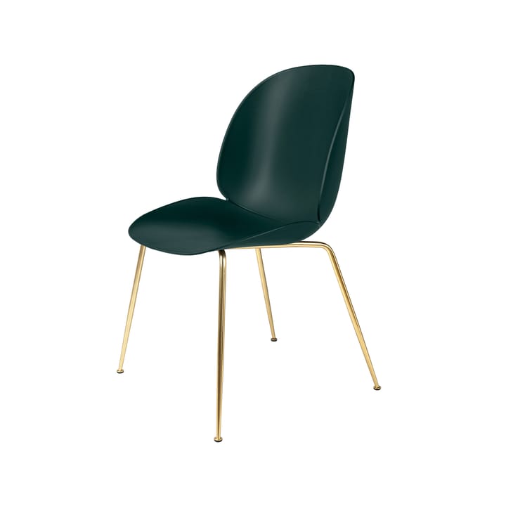 Beetle krzesło - Dark green, mosiężny stojak - GUBI