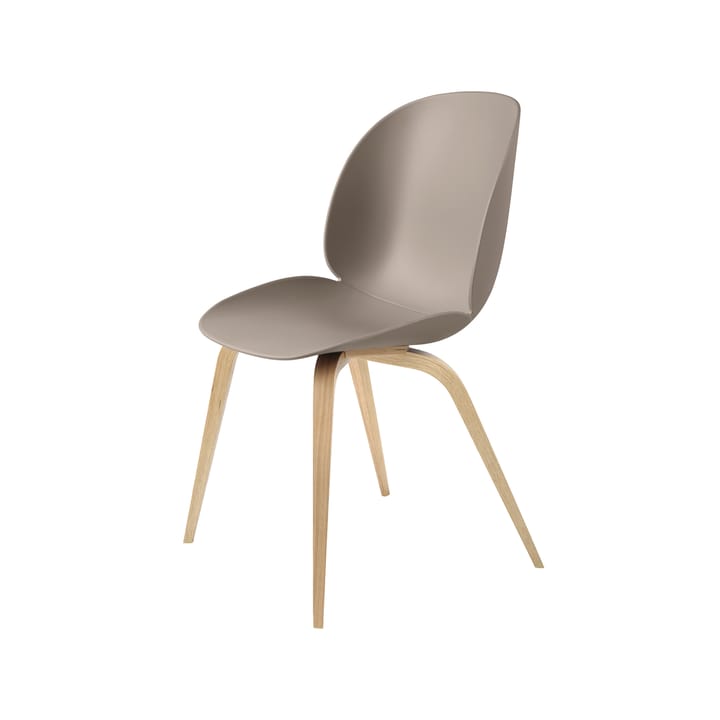 Beetle krzesło - New beige, stojak z dębu lakierowanego na mat - GUBI