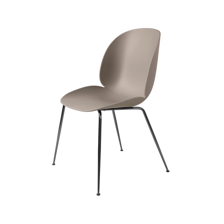 Beetle krzesło - new beige, stojak ze stali chromowanej na czarno - GUBI