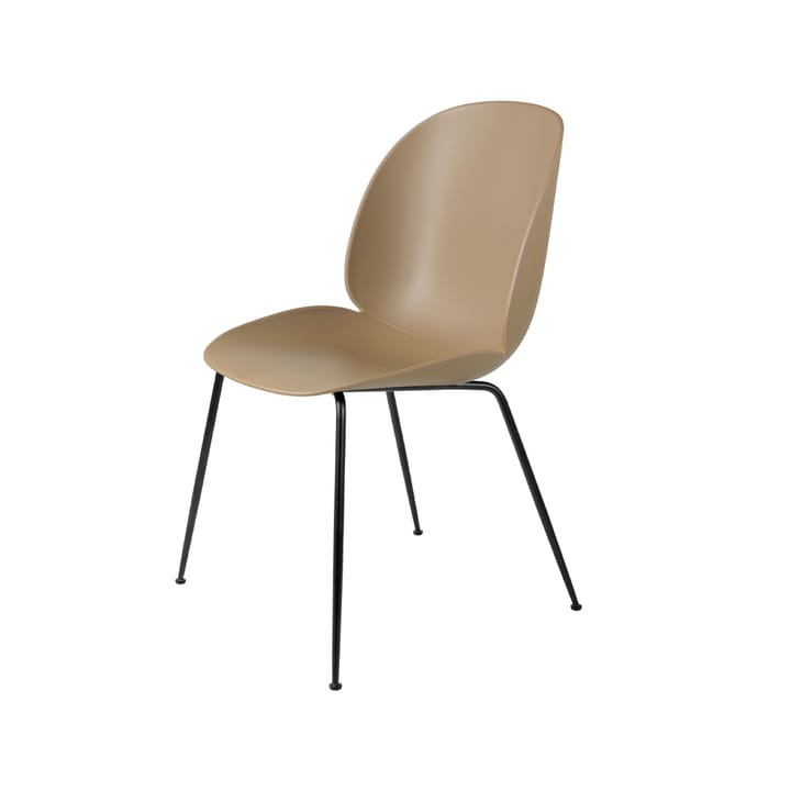 Beetle krzesło - pebble brown,  czarny stalowy stojak - GUBI