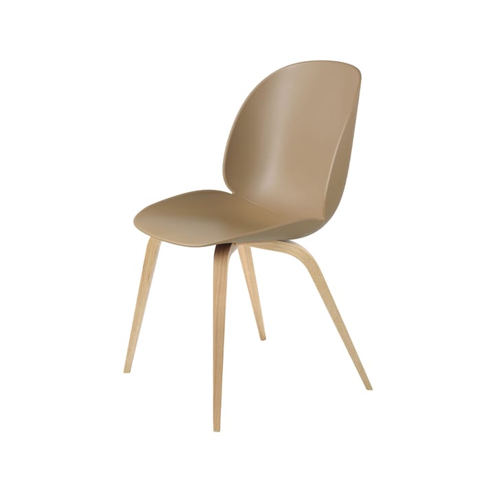 Beetle krzesło - pebble brown, stojak z dębu lakierowanego matowo - GUBI