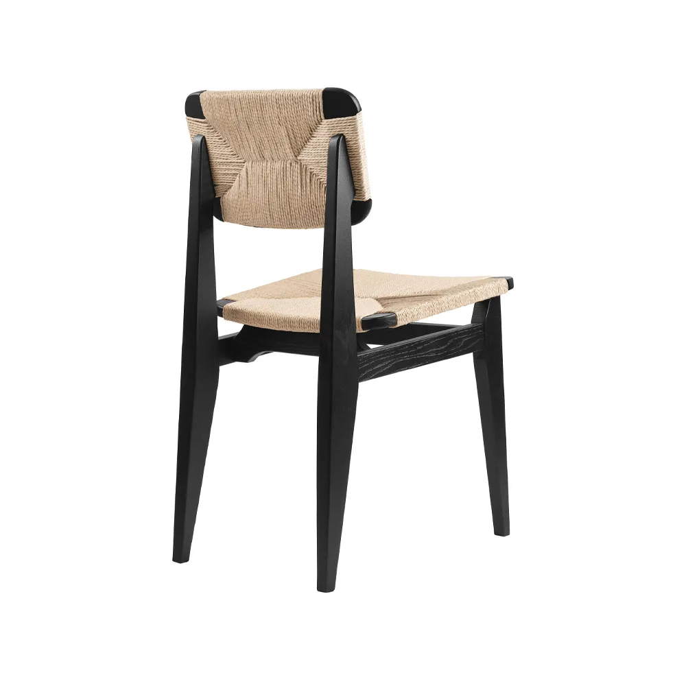 C-Chair krzesło, black stained oak, oparcie z naturalnej wikliny GUBI
