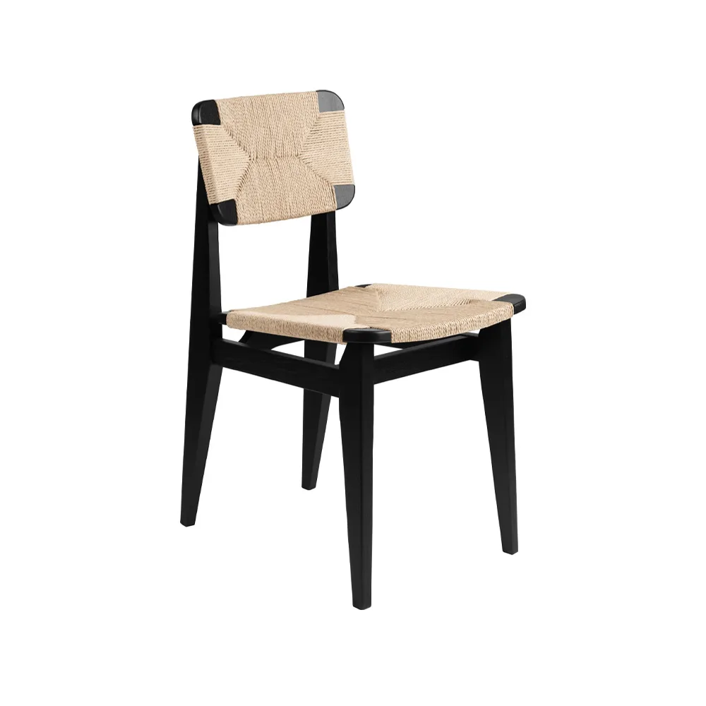 C-Chair krzesło, black stained oak, oparcie z naturalnej wikliny GUBI