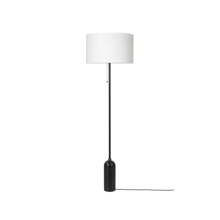 Gravity lampa podłogowa - czarny stal/biały - GUBI