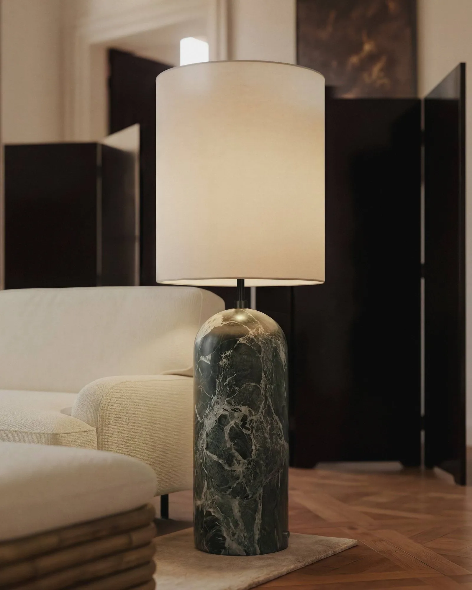 Gravity XL lampa podłogowa, Emerald marble-canvas GUBI